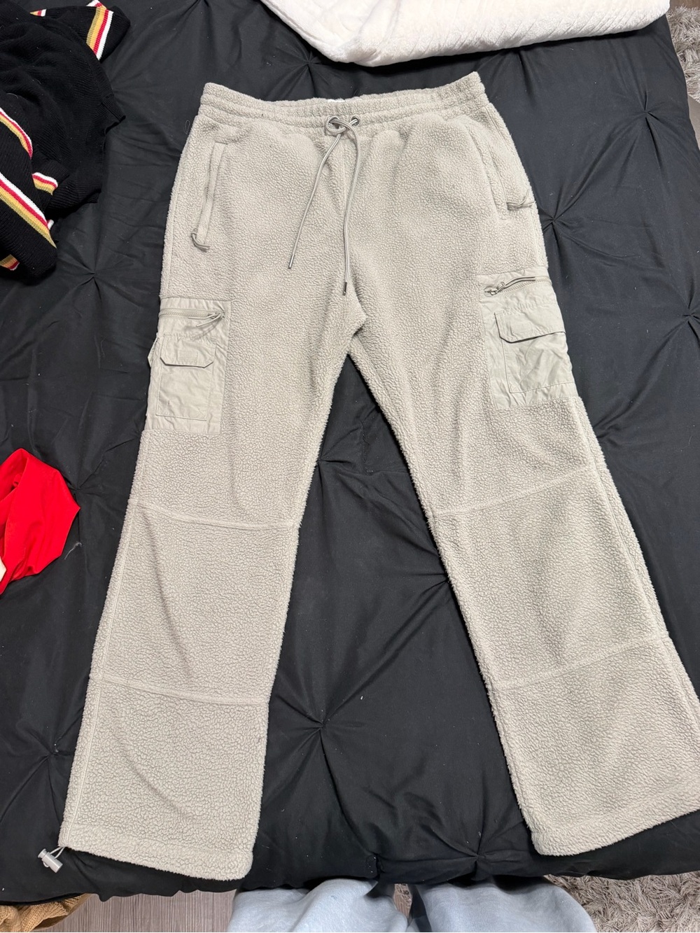 PacSun Men's Light Gray Fleece Cargo Pants
